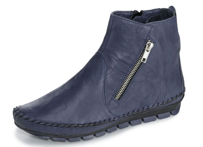 Gemini, comfortabele dames enkellaarsjes, breedte G, met uitneembaar voetbed BLAUW