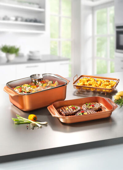 Livington Copperline WonderCooker inclusief glazen deksel en roosterinzet 