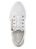 Remonte sneakers met veters en glinsterende zilveren contrastrand WIT