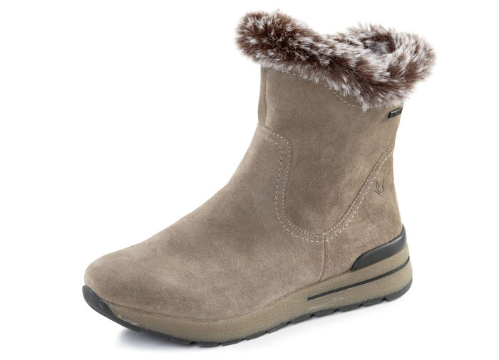 Caprice, gevoerde dames enkellaarsjes, winterschoenen, breedte H, met uitneembaar voetbed TAUPE