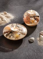 Theelichthouder van mondgeblazen glas BEIGE-ZAND