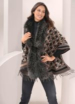 Poncho met trendy pied-de-poulemotief 