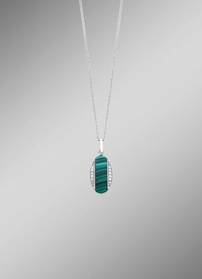 Hanger met zirkonia en malachiet 