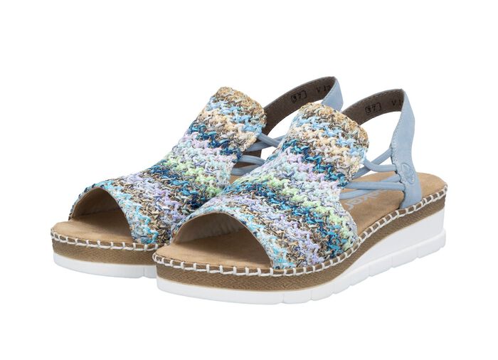 Rieker, zomerse damessandalen, met elastische bandjes aan de zijkant 