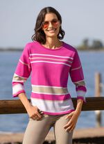 Gestreepte trui ROZE-WIT-BEIGE