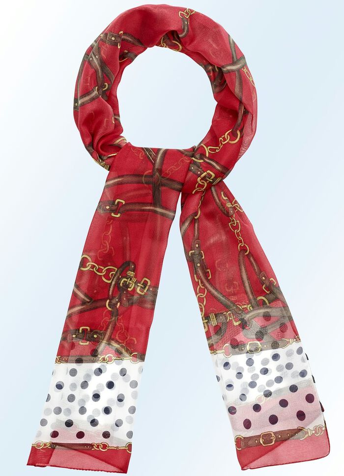 Sjaal met modern ketting- en riemmotieven 