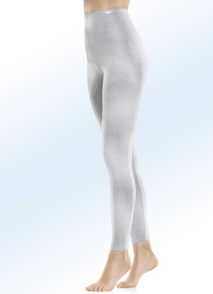 Twee-pack leggings met biologisch katoen 1 X GRIJS GEMÊLEERD, 1 X MARINE