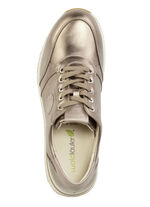 Sneakers met veters van generfd nappaleer BRONZE