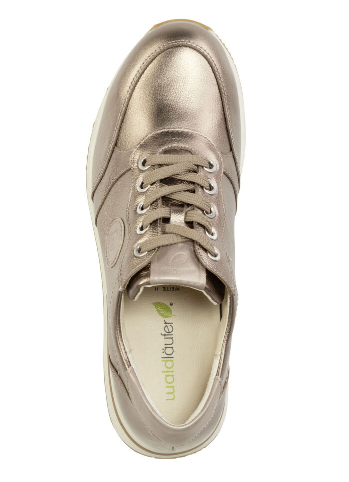 Sneakers met veters van generfd nappaleer BRONZE