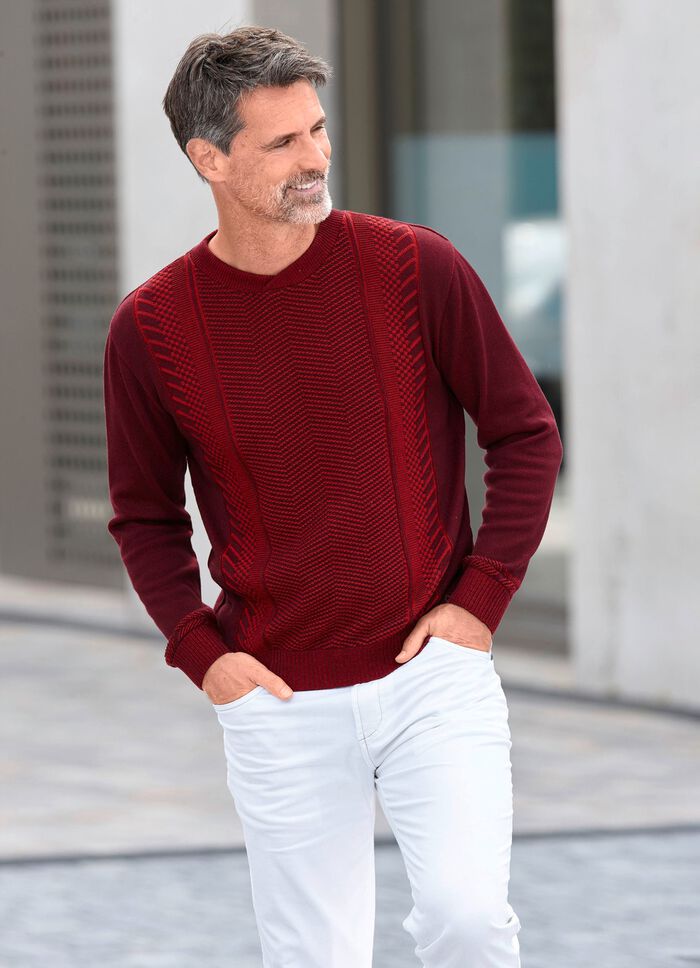 Trui met ronde hals BORDEAUXROOD GEM&Ecirc;LEERD