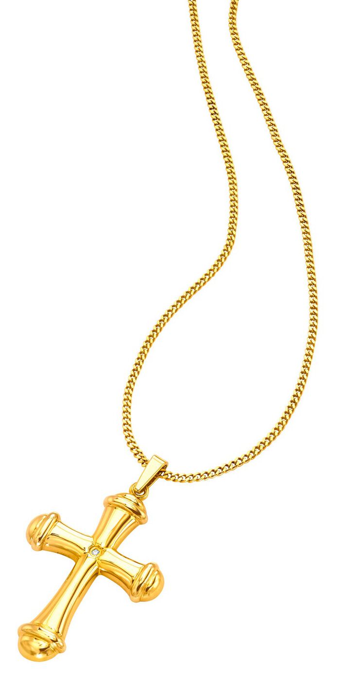 Mooi bewerkte kruishanger met diamant 