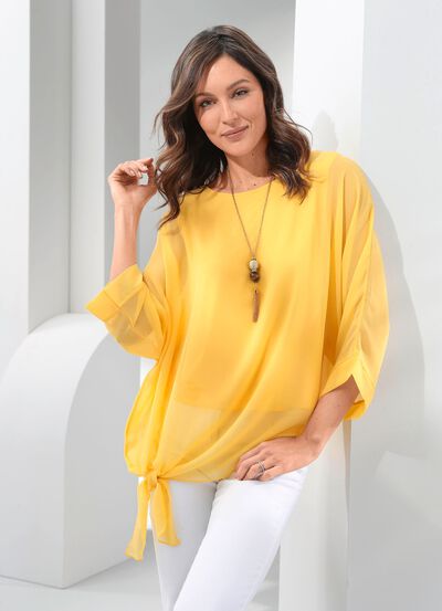 Dubbellaags shirt met chiffon omslag 