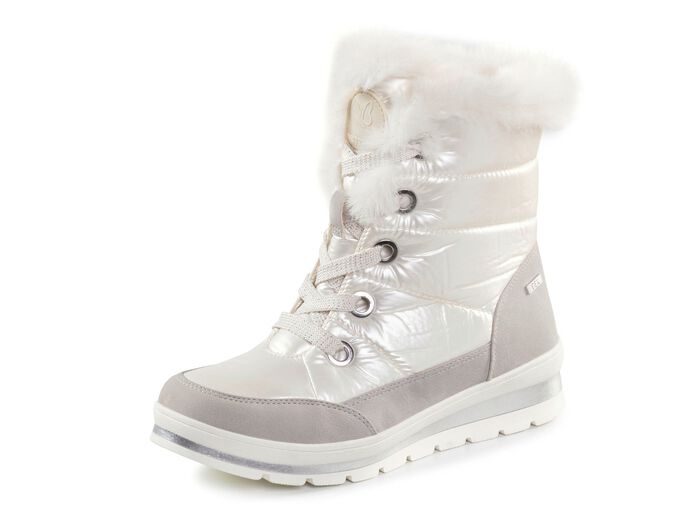 ELENA EDEN, gevoerde dameslaarzen, winterschoenen, breedte G, met uitneembaar voetbed PARELWIT-GRIJS