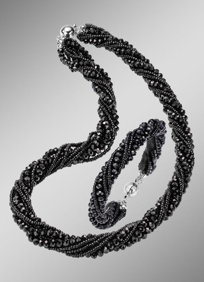 Prachtig sprankelende 2-delige sieradenset ZWART