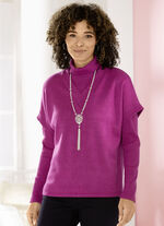 trui met ribaccenten FUCHSIA