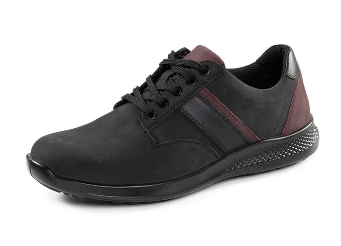 Veterschoen van rundnubuckleer met nappaleren accenten SCHWARZ-BORDEAUX