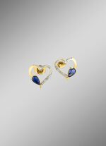 Hart oorbellen met echte saffier 