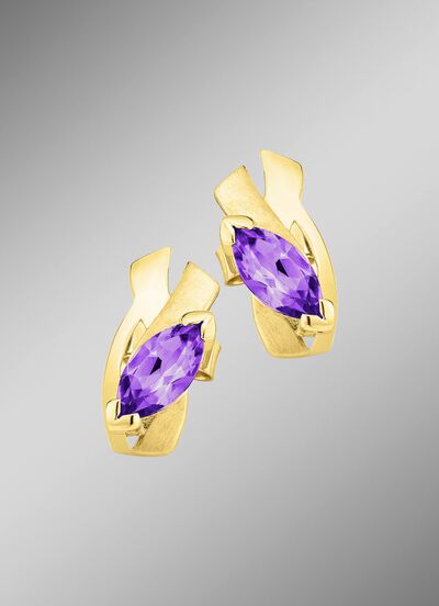 Oorstekers met echte amethist 