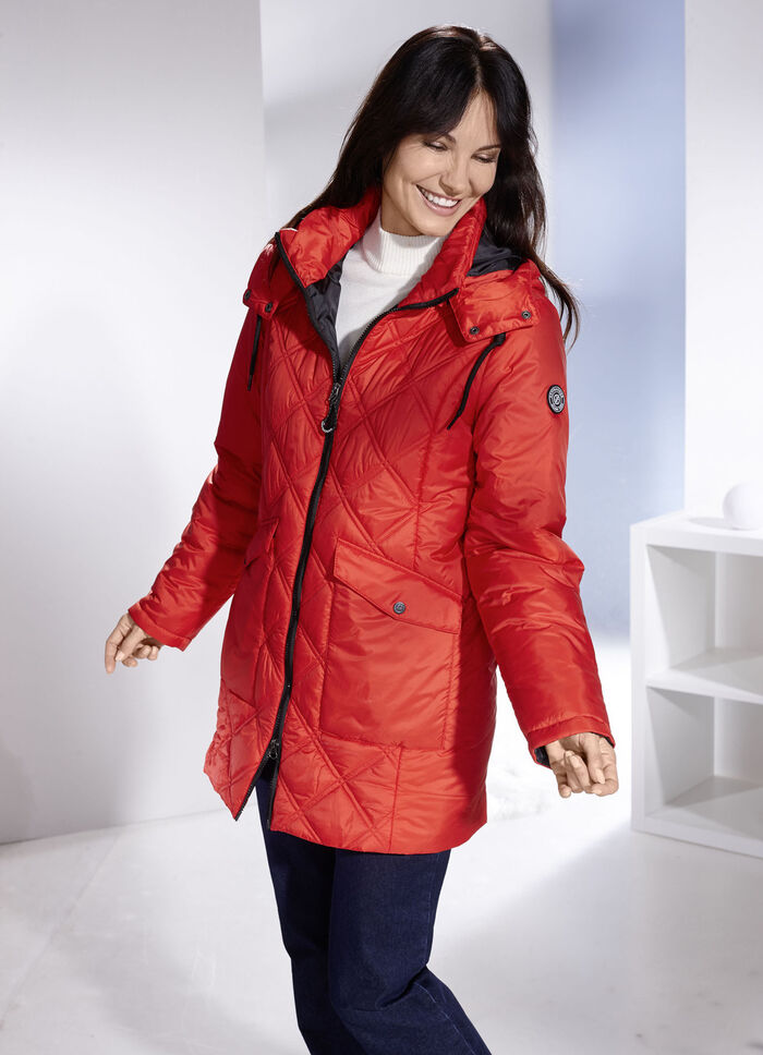 Jas met afneembare capuchon SIGNAALROOD