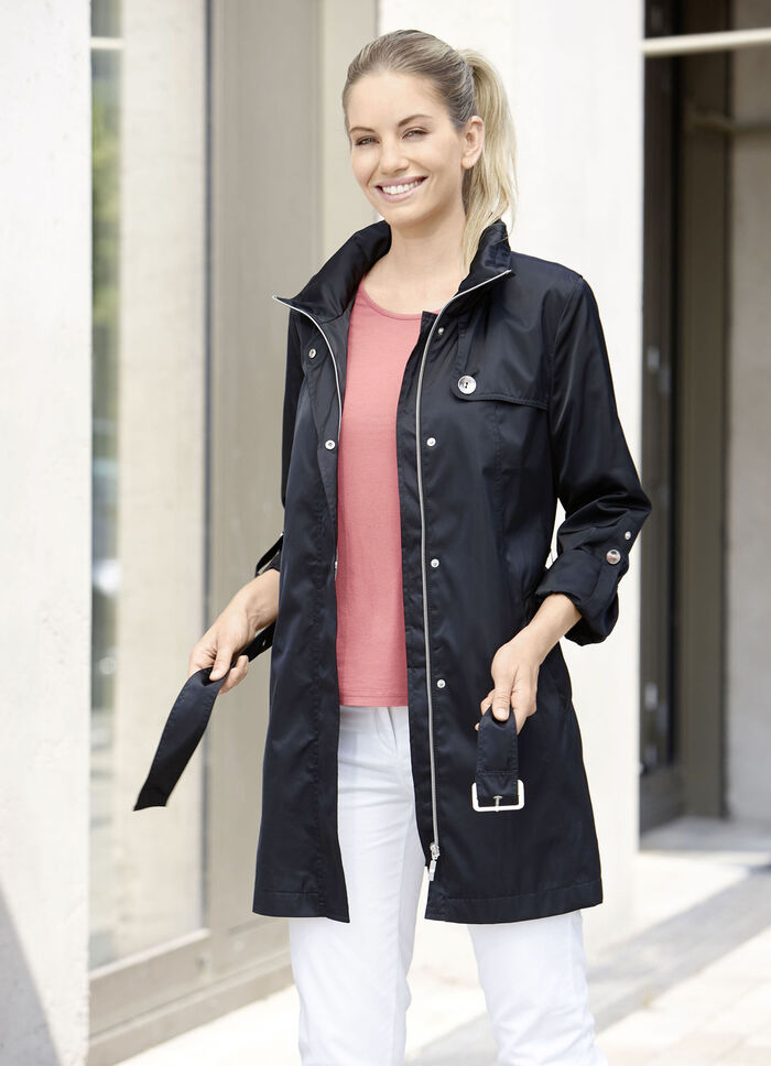 Lange jas met riem in trenchcoat-look 