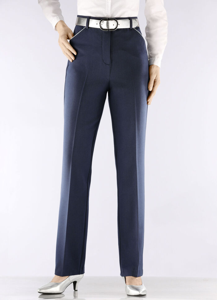 Broek met zilveren contrastbies MARINE