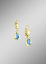 Oorbellen met blauwe topaas en synth. zirkonia 