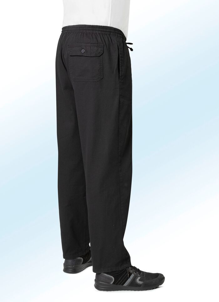 Pull-on jeans met elastische band en trekkoord in 4 kleuren ZWART