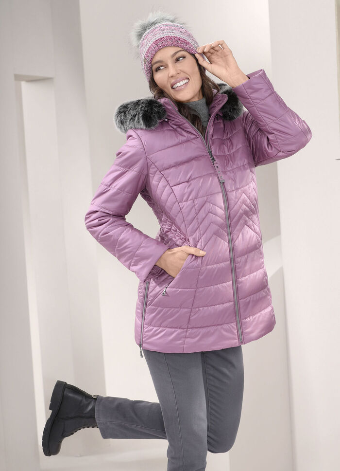 Jas met afneembare imitatiebontrand KROKUS