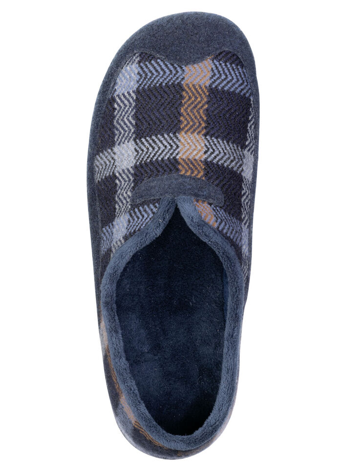 Klassieke herenpantoffels met uitneembaar voetbed BLAU-CAMEL