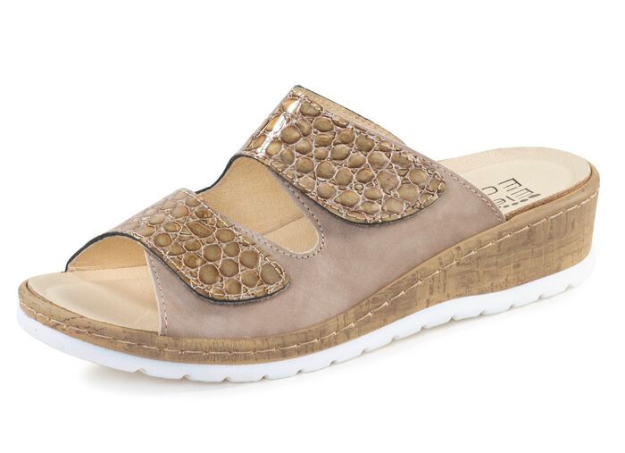 ELENA EDEN, comfortabele damesmuiltjes, breedte H, met uitneembaar voetbed TAUPE