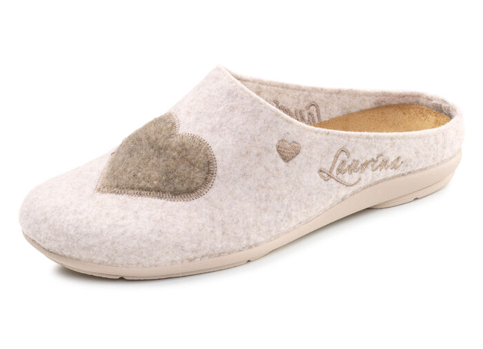 Laurina, klassieke damespantoffels, met uitneembaar voetbed BEIGE