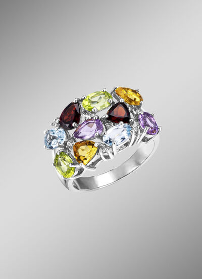 Elegantie in zilver: damesring met edelstenen 