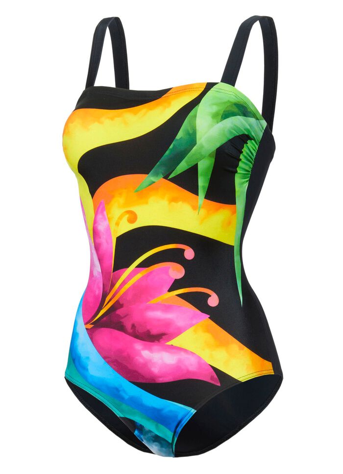 Schwab badpak met geplaatste print en halve corsage 