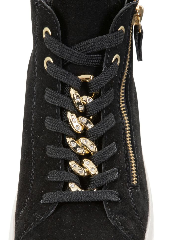 Remonte laarsje met sprankelende decoratieve ketting aan de vetersluiting ZWART