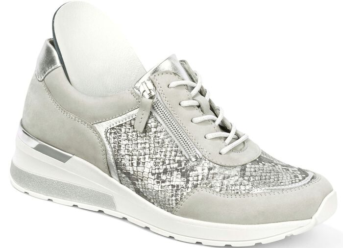 Waldl&auml;ufer, comfortabele dames veterschoenen, breedte H, met uitneembaar voetbed IJSGRIJS-ZILVER