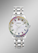 Pools quartz dameshorloge met metalen bandkast 