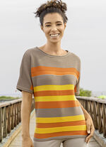 Trui met strepenmotief TAUPE-ORANGE-GELB
