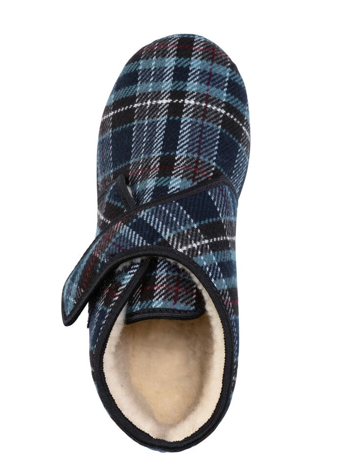 Enkellaarsjes van geruit textielmateriaal 