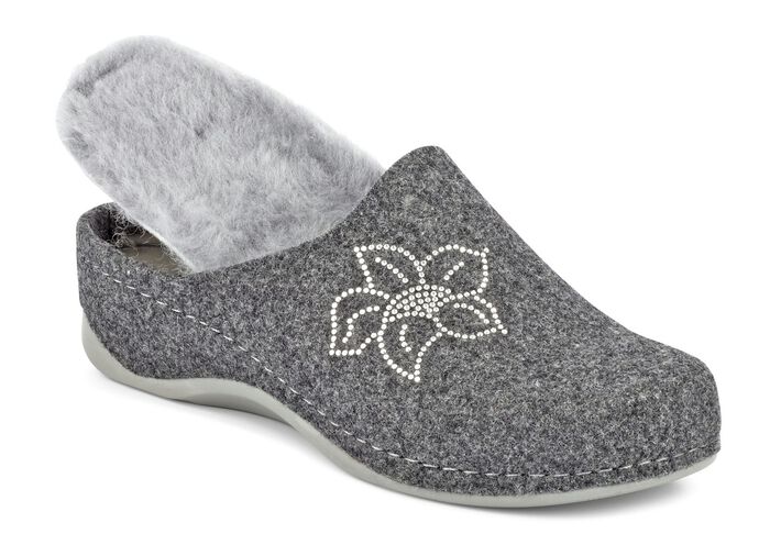 Mubb, gevoerde damespantoffels, breedte H, met lamsvacht 