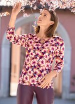 Shirt met schitterende all-over print TAUPE-BESSEN-ECRU