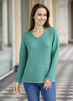 Trui met structuurstrepen OPAAL-JADE GROEN