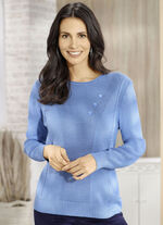 Trui in breimix JEANSBLAUW