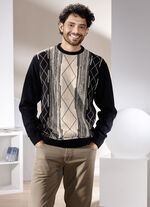 Trui met ronde hals en jacquardmotief SCHWARZ-BEIGE