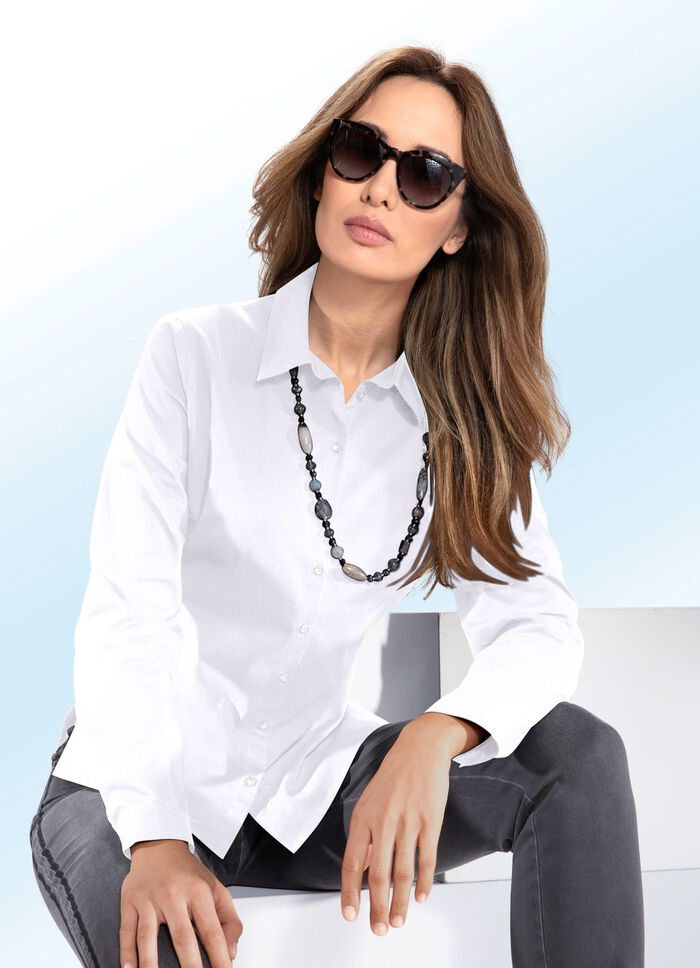 Blouse met overhemdkraag WIT