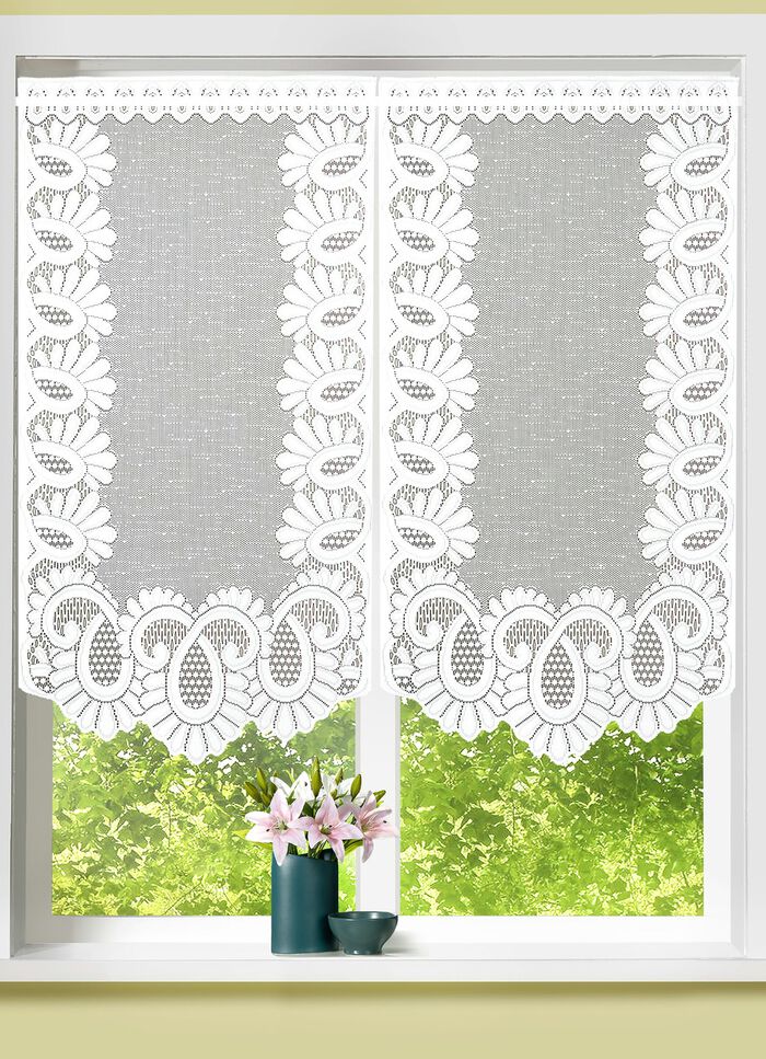 Een raam- of deurdecoratie van jacquard WIT