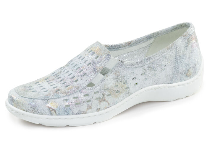 Waldläufer, zomerpantoffels voor dames, breedte H, met uitneembaar voetbed ECRU-BUNT