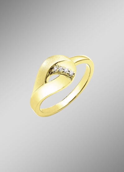 Vergulde damesring met zirkonia - 