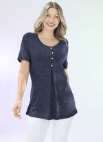 Lang shirt met subtiele all-over print in 2 kleuren MARINE-SILBER