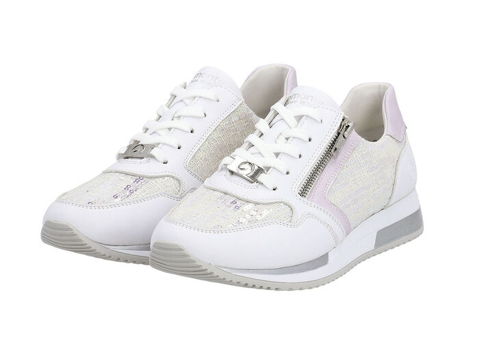 Sneakers van een interessante materiaalmix WIT-LICHT LILAC