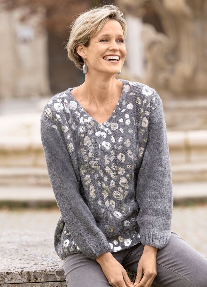 Trui met glanzende folieprint 